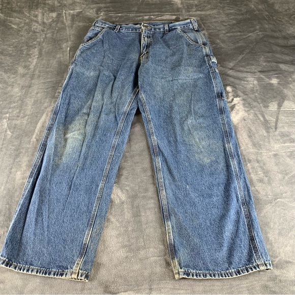 Carhartt VTG Carpenter Jeans Men 36x30 Blue B13 DPS Baggy American Workwear Pant - Picture 1 of 11